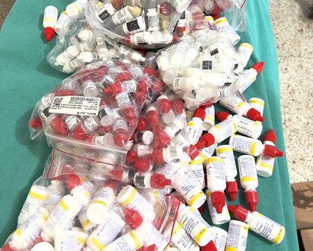 Bags of unused eye drops