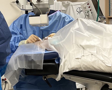 Surgical drapes in use in OR