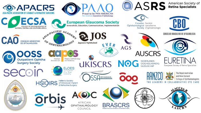 Collage of the EyeSustain global member societies' logos